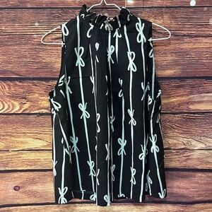 Umgee Black and White Bow Print Blouse